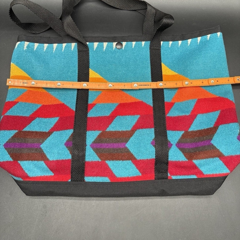 Justin Kraff Southwestern Wool Tote Bag Turquoise Red Aztec Pattern Made USA - Picture 14 of 14